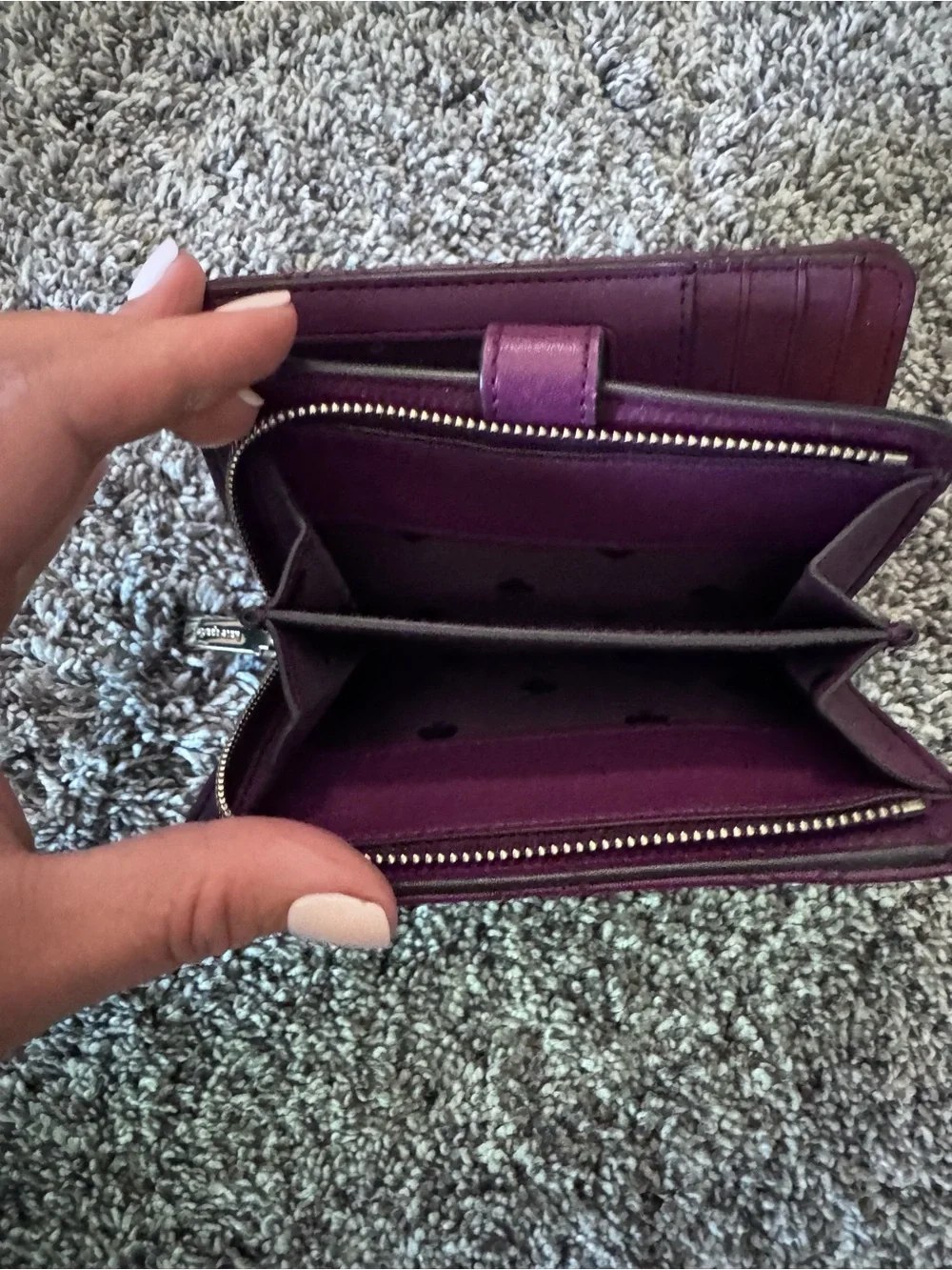 EUC kate spade Quilted Leather Zip Wallet - Plum